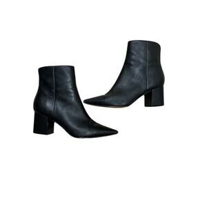 Marc Fisher Block Heel Leather Ankle Boots